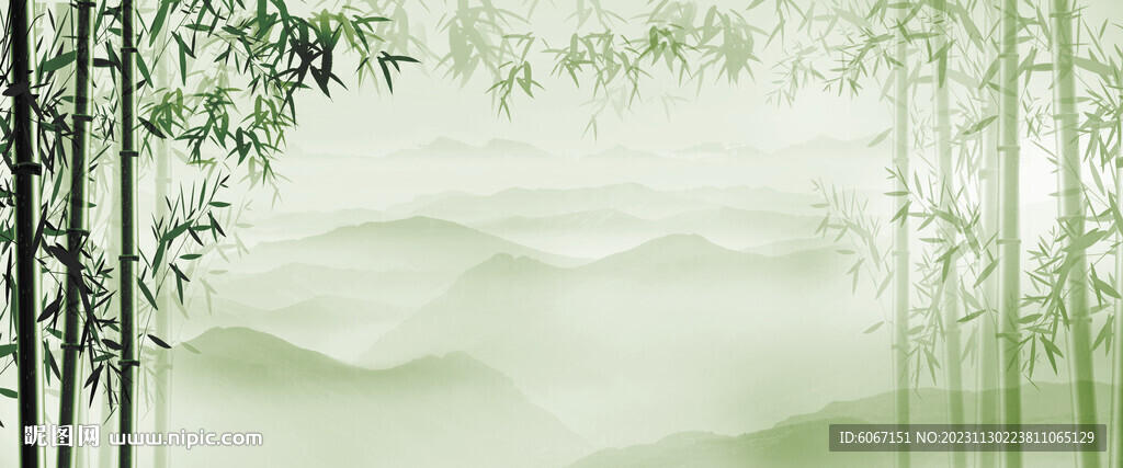 水墨竹子背景墙