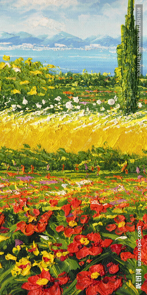 麦田丰收风景油画