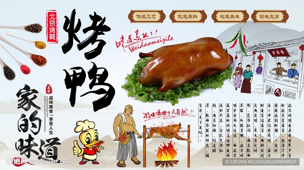 烤鸭背景墙