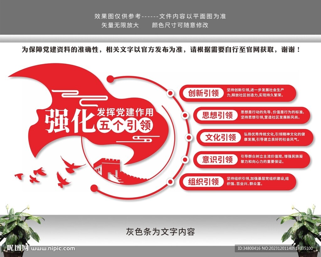 党建五个引领党建文化墙