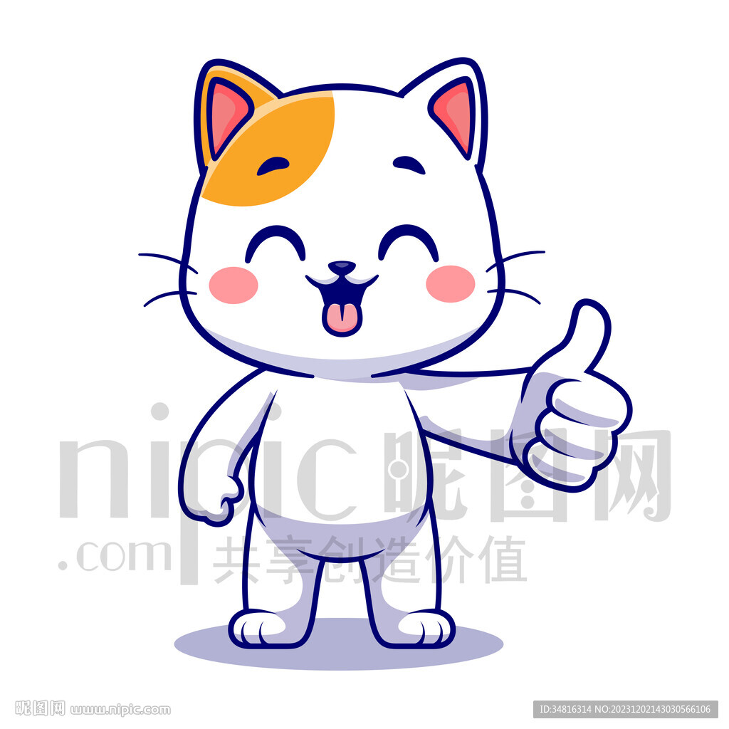 可爱卡通点赞的小猫咪