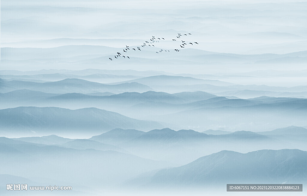 简约大气水墨山水画背景墙