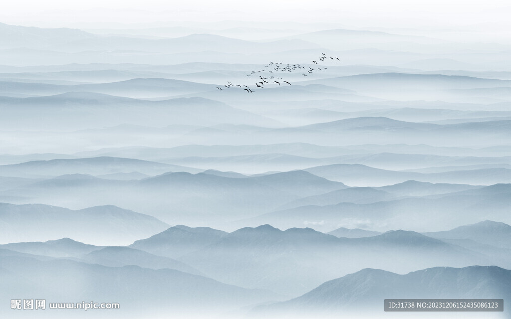 山水水墨群山背景墙