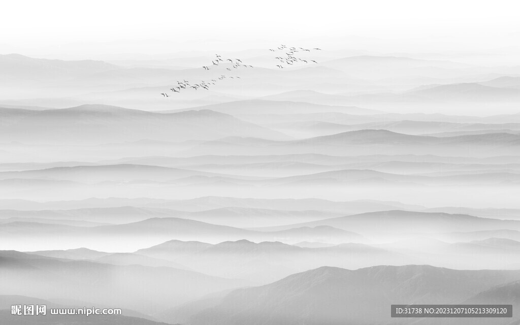 禅意水墨山水图