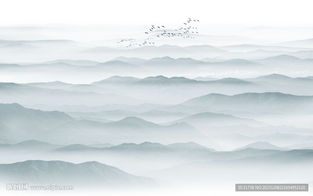 禅意水墨山水图