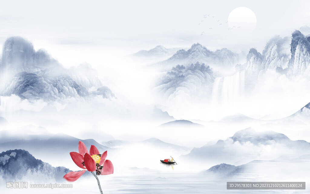 高清 中式简约山水 TIF分层