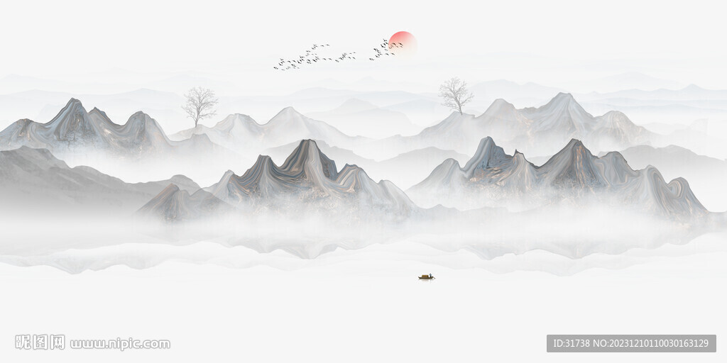 禅意水墨画背景墙