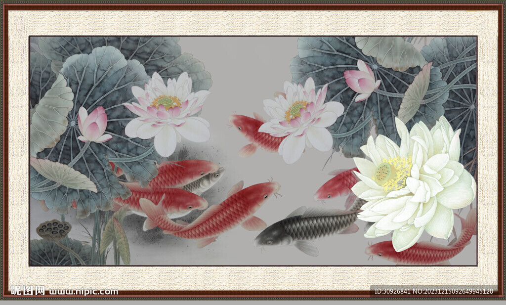 荷花鲤鱼图