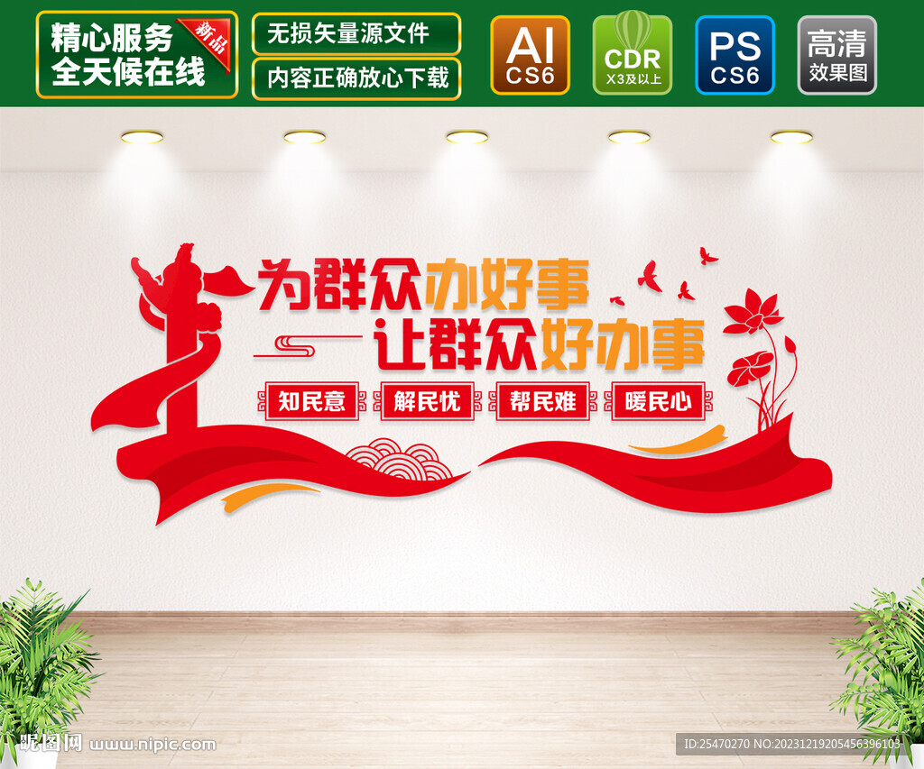 为群众办好事党建文化墙