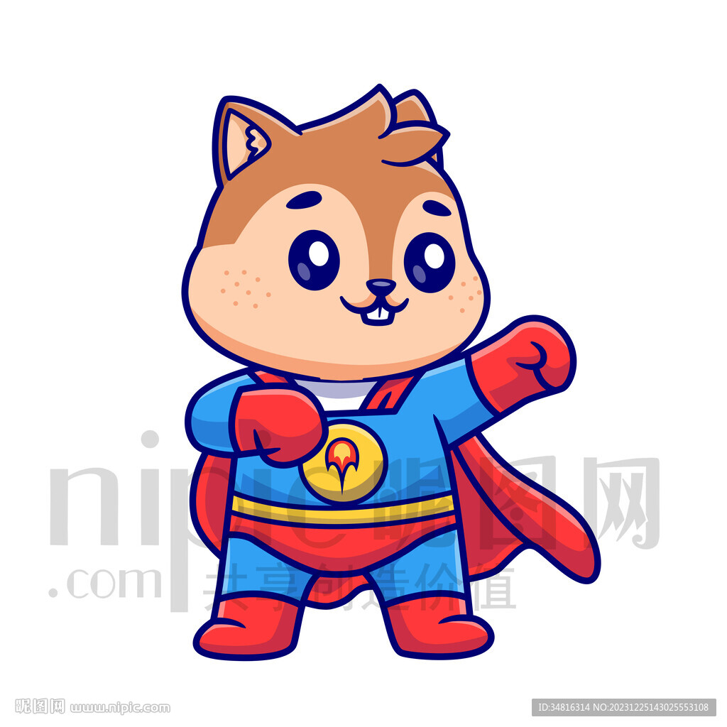 可爱卡通超人小松鼠