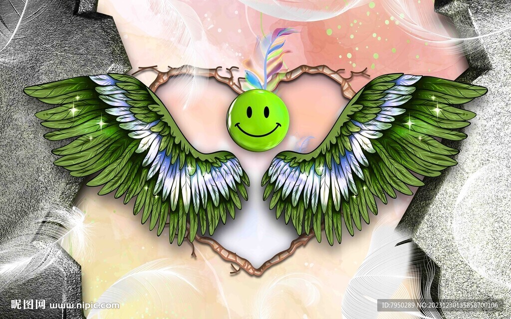  翅膀网红直播打卡工装背景墙