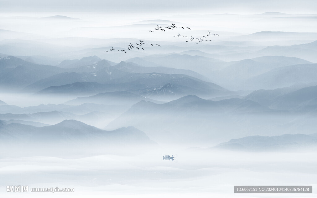 禅意水墨山水画