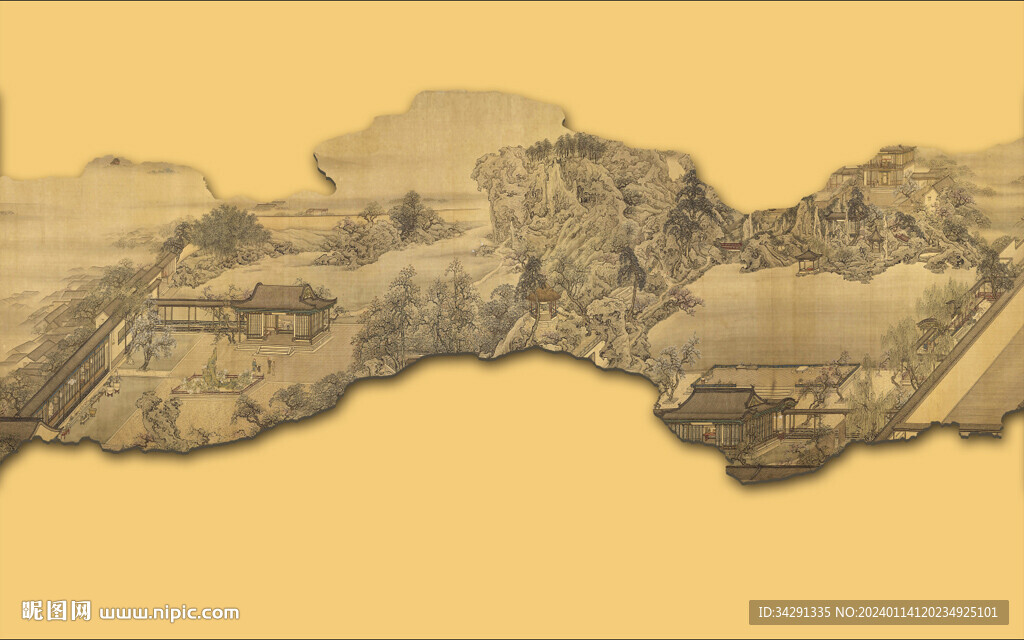 新中式轻奢国画山水画背景墙