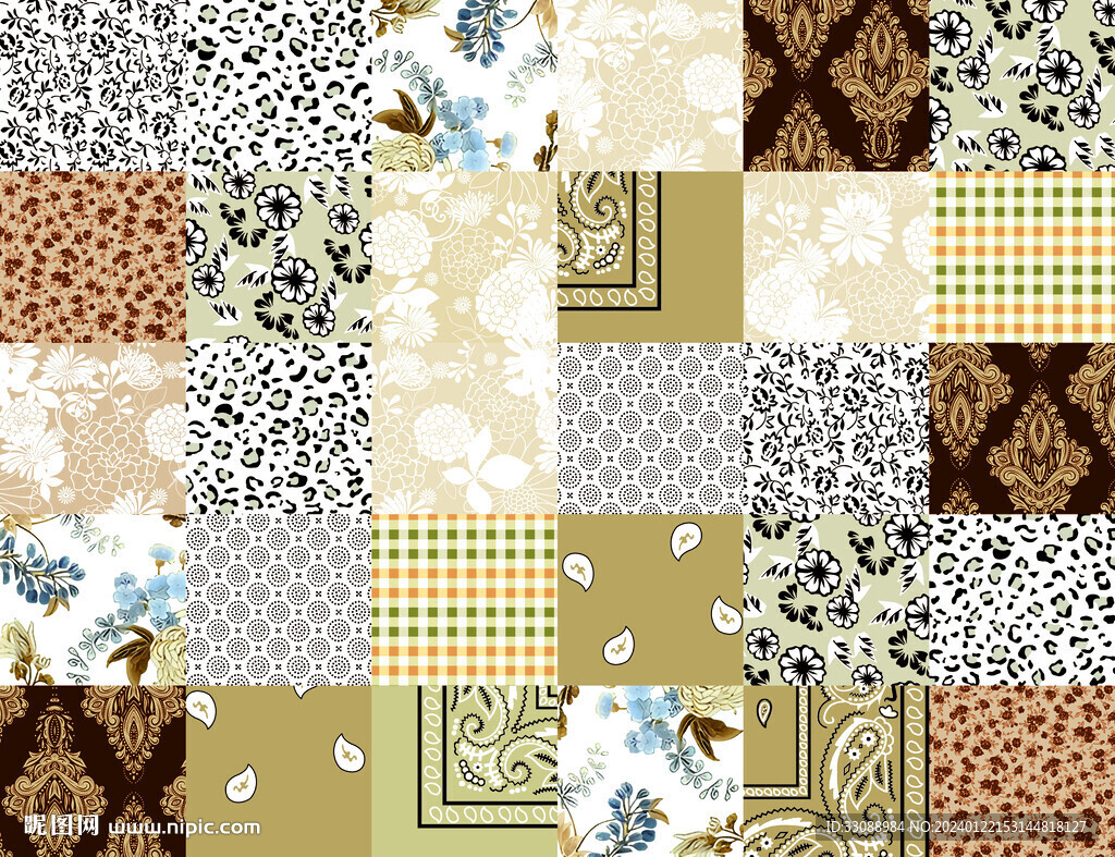 拼接 几何 小碎花