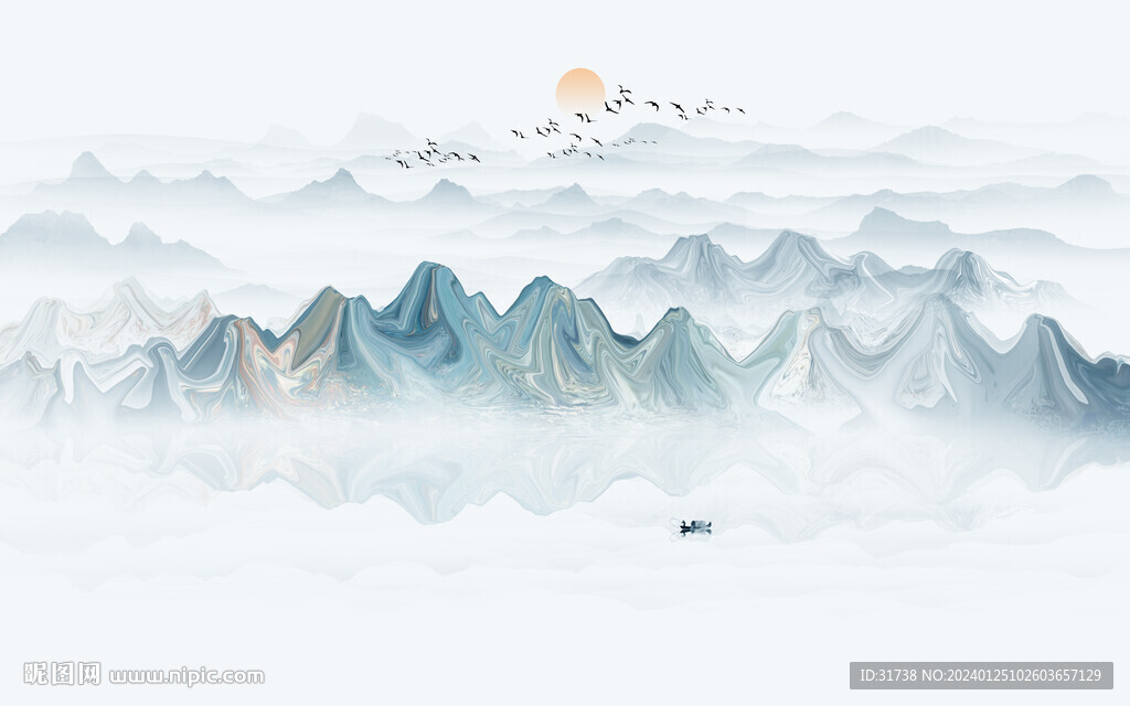 意境抽象山水画