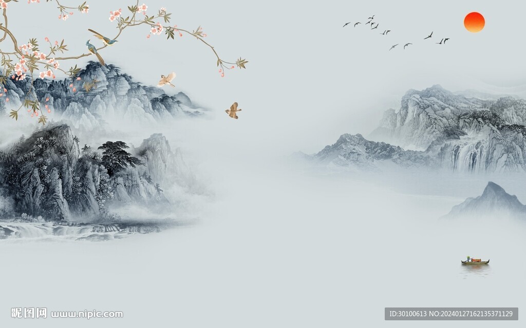 高档 中式意境山水 TIF分层