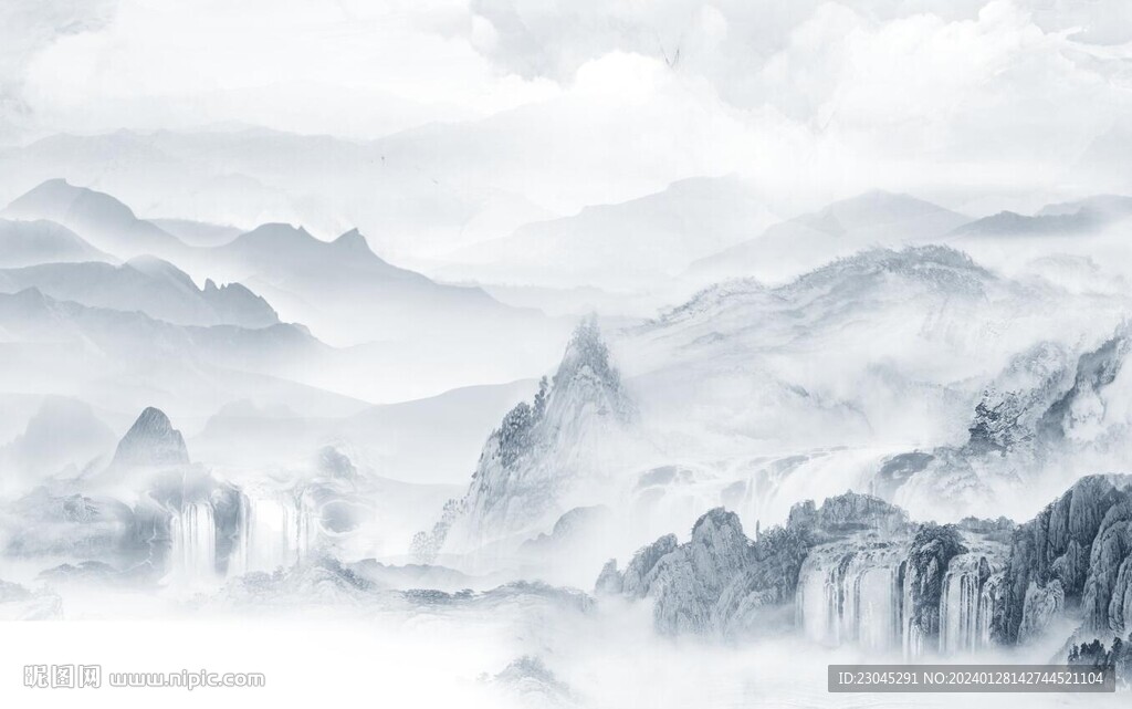 新中式山水背景墙