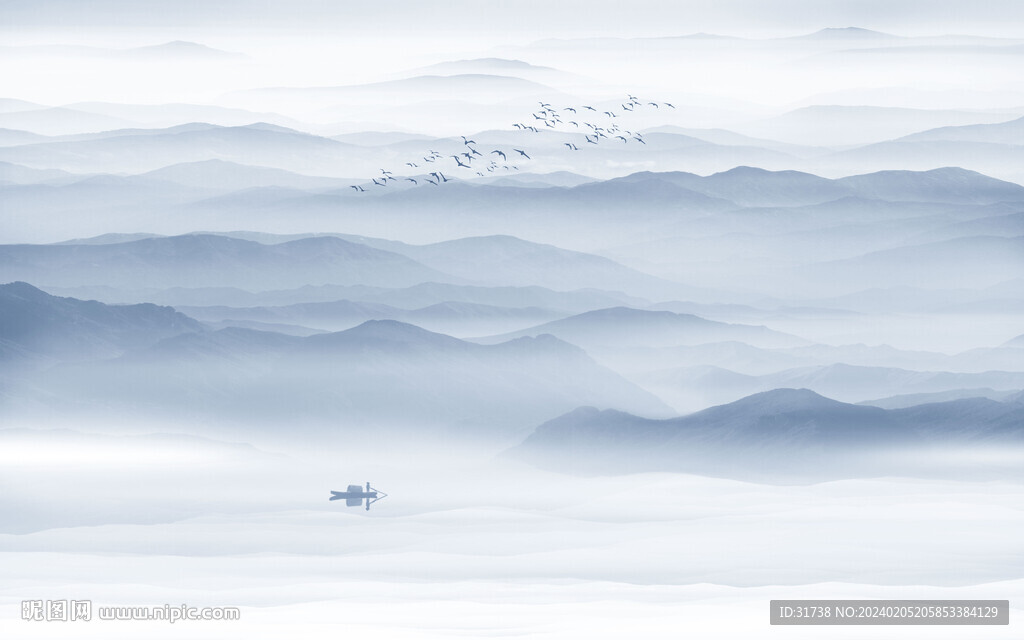 禅意水墨画背景墙