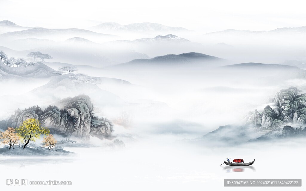 客厅 简意中式山水 TIF分层