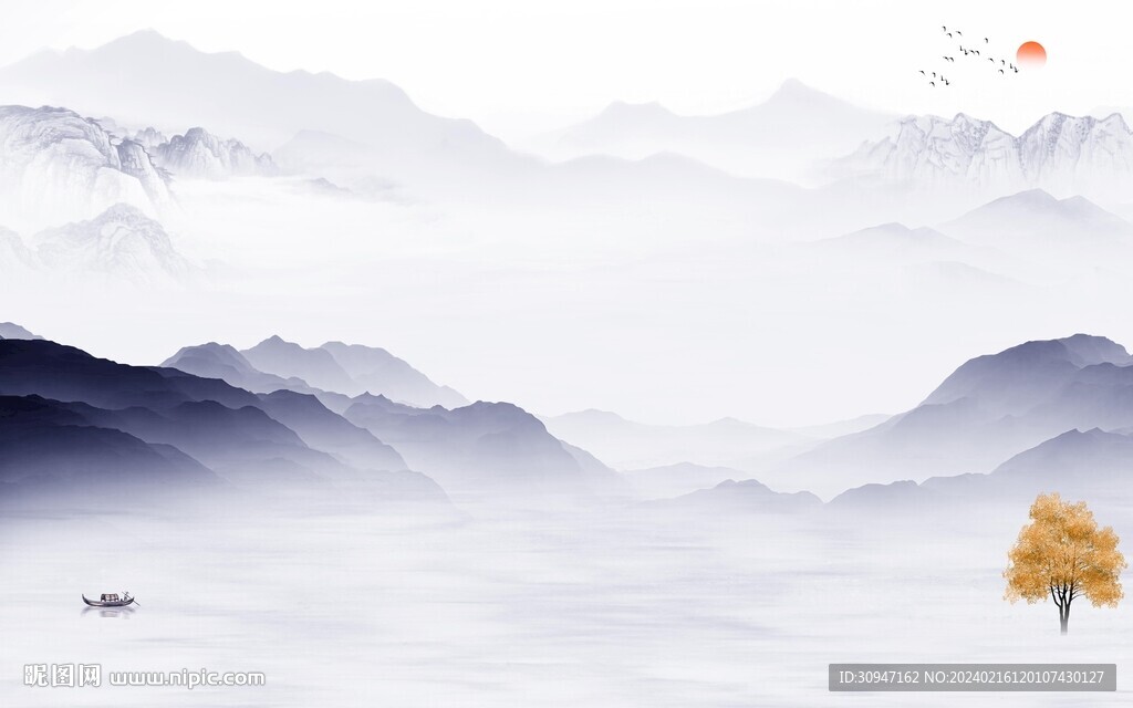 新款 简意中式山水 TIF分层