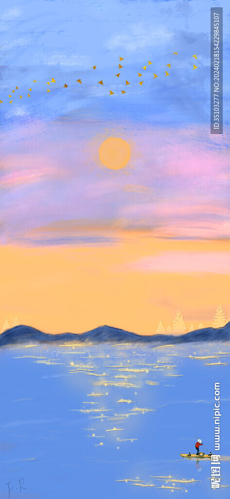 日出与山脉晚霞