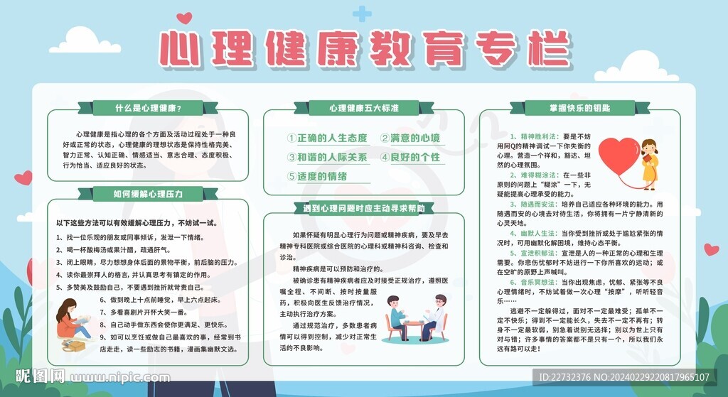 心理健康教育宣传栏展板