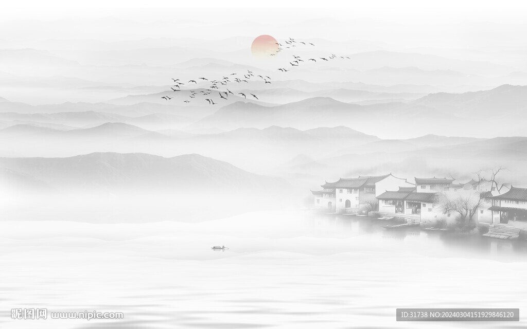 水墨江南背景墙