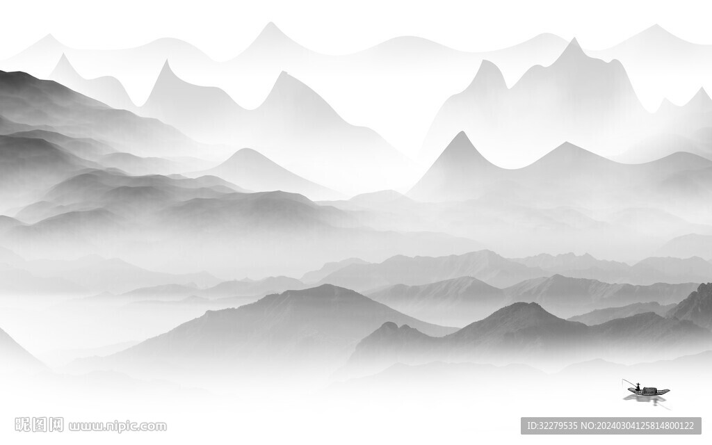 意境 中式灰色山水 TiF分层