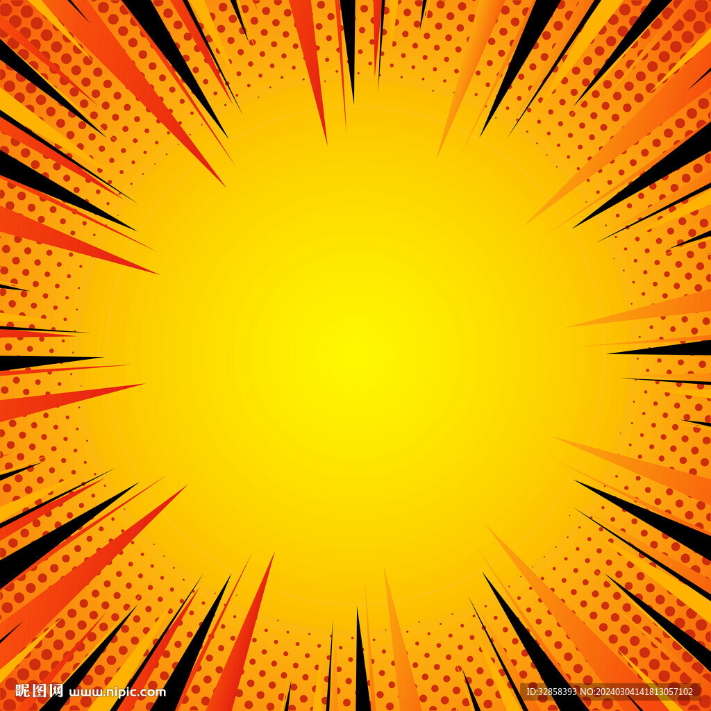 黄色放射状抽象科技线条背景