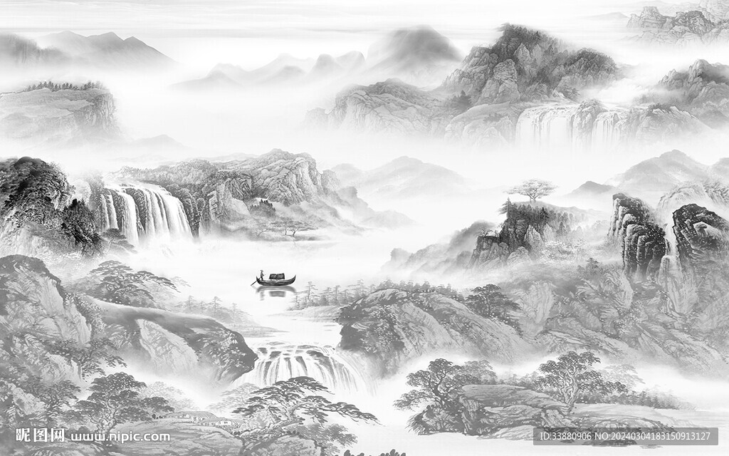 奢雅 灰色素雅山水 TiF分层