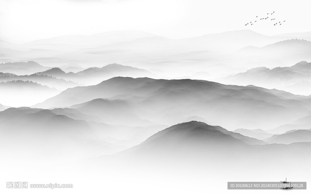 中式 灰色意境山水 TiF分层