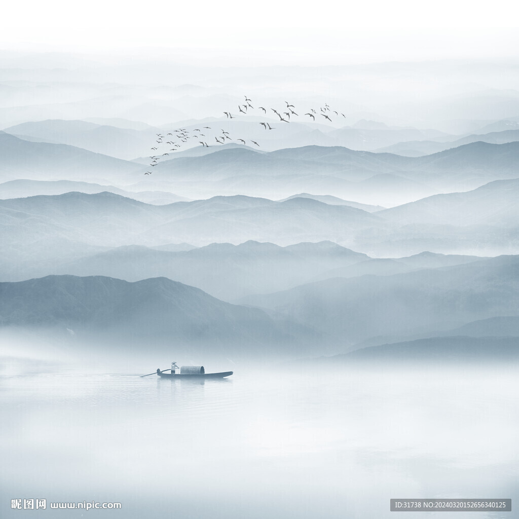 新中式水墨山水画