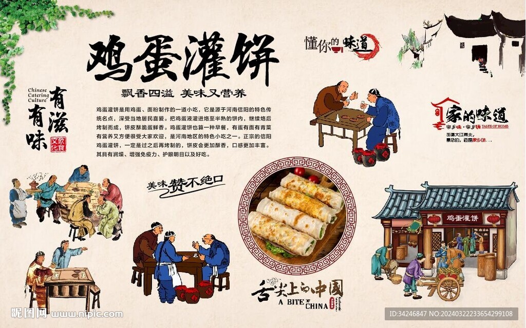 鸡蛋灌饼背景墙