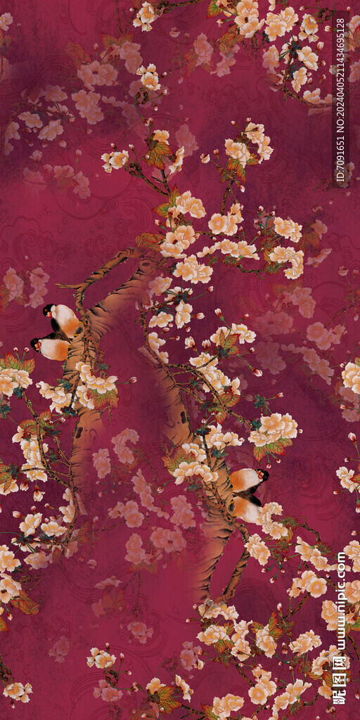 樱花  数码印花