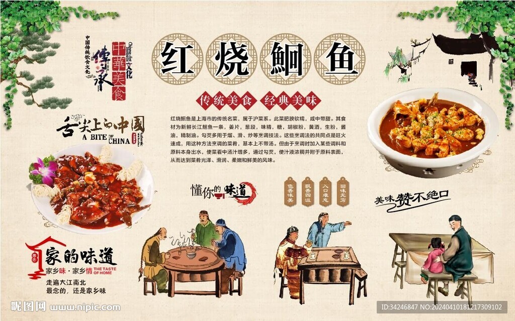 红烧鮰鱼背景墙