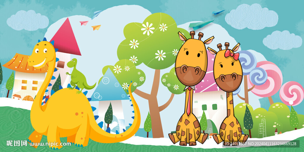 卡通儿童房背景  