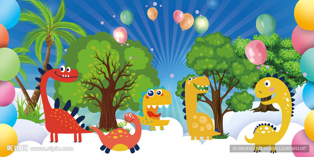 卡通恐龙背景墙