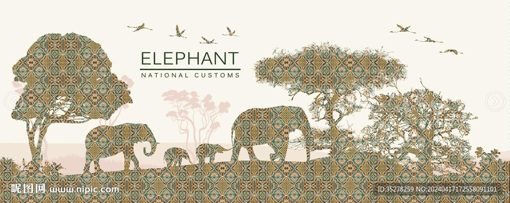 东南亚大象背景墙