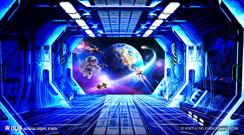 太空站宇航员背景