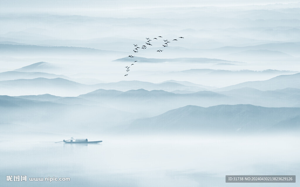 新中式山水水墨画