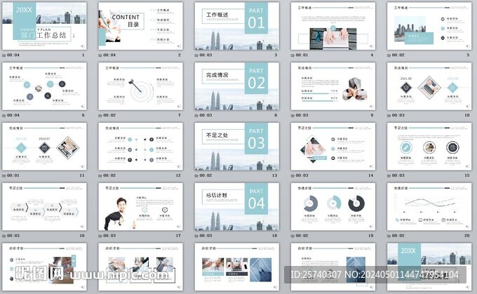 清新薄荷绿部门工作总结PPT