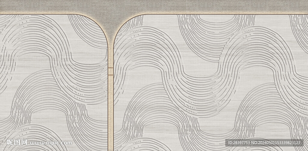 复古抽象线条波浪背景墙