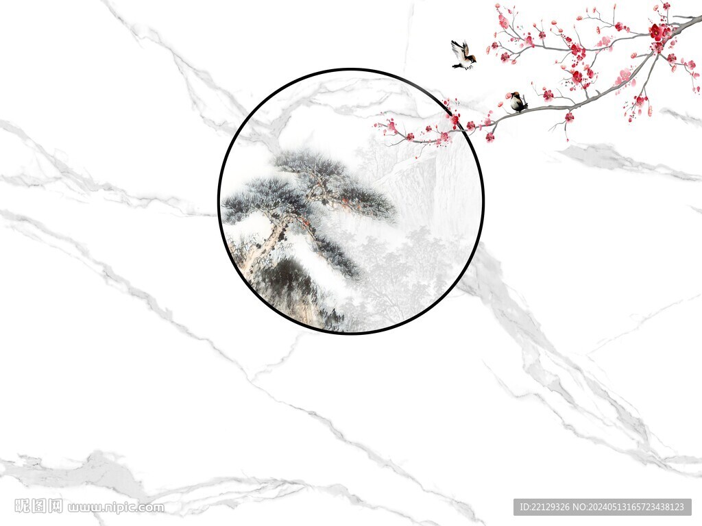 爵士白红梅山水