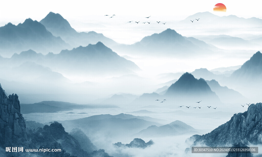 新中式水墨山水画