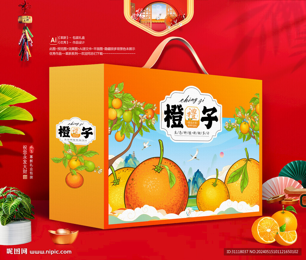 橙子礼盒 脐橙包装
