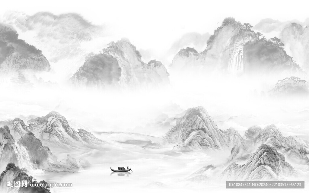 意境 中式灰色山水 TiF分层