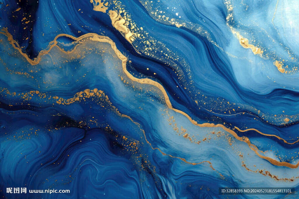 蓝色渐变金色大理石背景