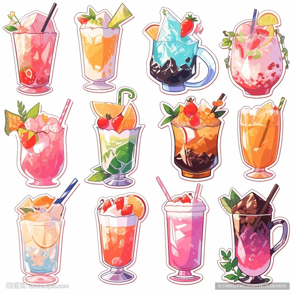 橙汁果汁果茶饮品插画