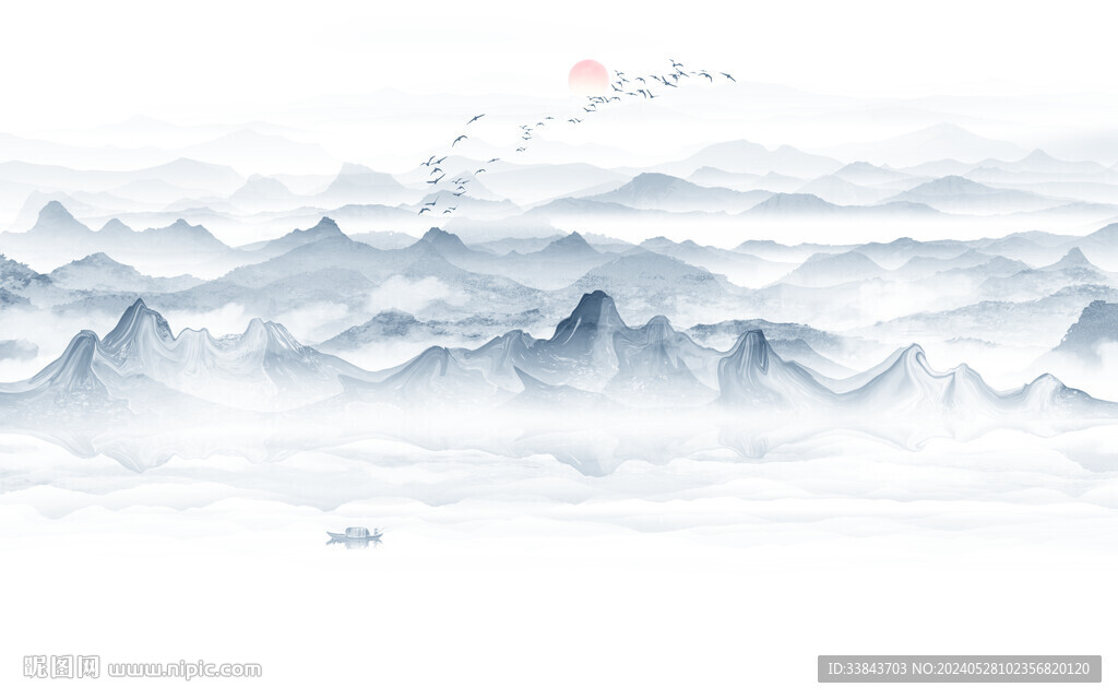 新中式山水背景墙