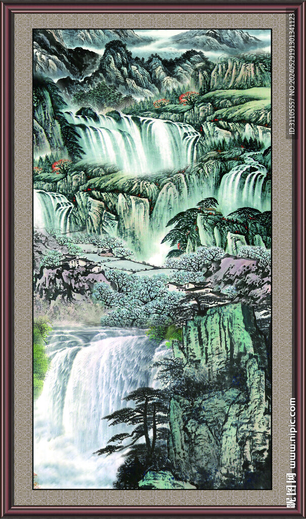 瀑布 国画
